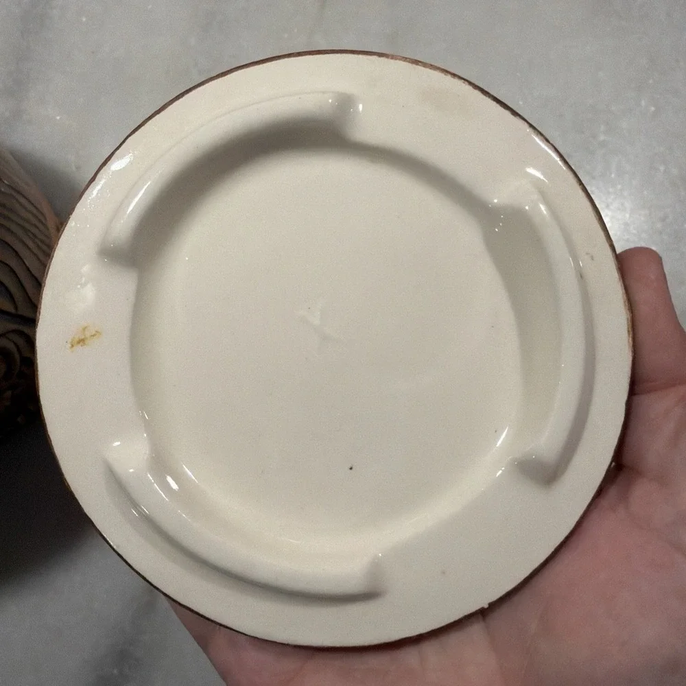 Set of 3 Vtg MCM Treasure Craft Ceramic Canister Barrel Flour Sugar Tea Coffee 9